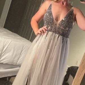 Light grey tulle gown